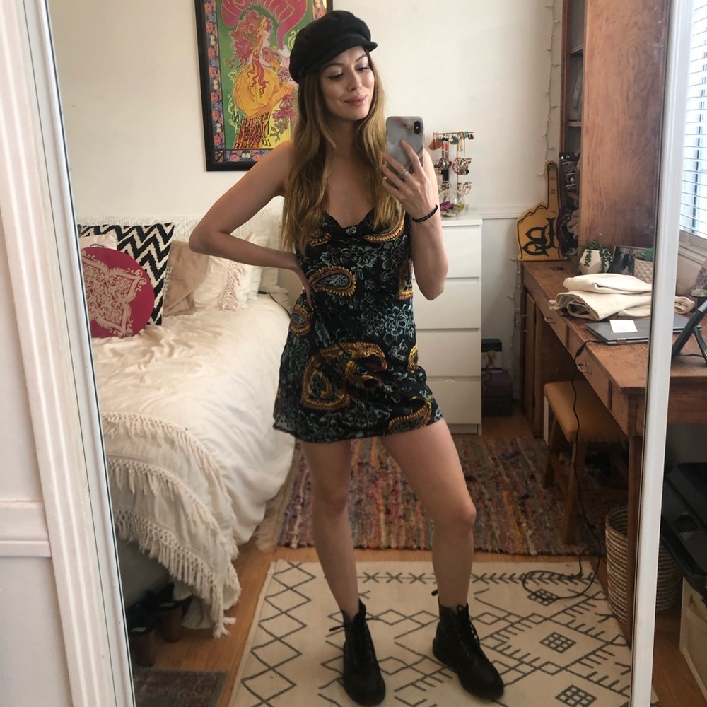 Paisley Crushed Velvet Mini Dress